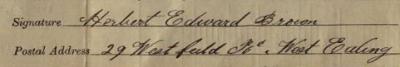 Signature on 1911 Census Return